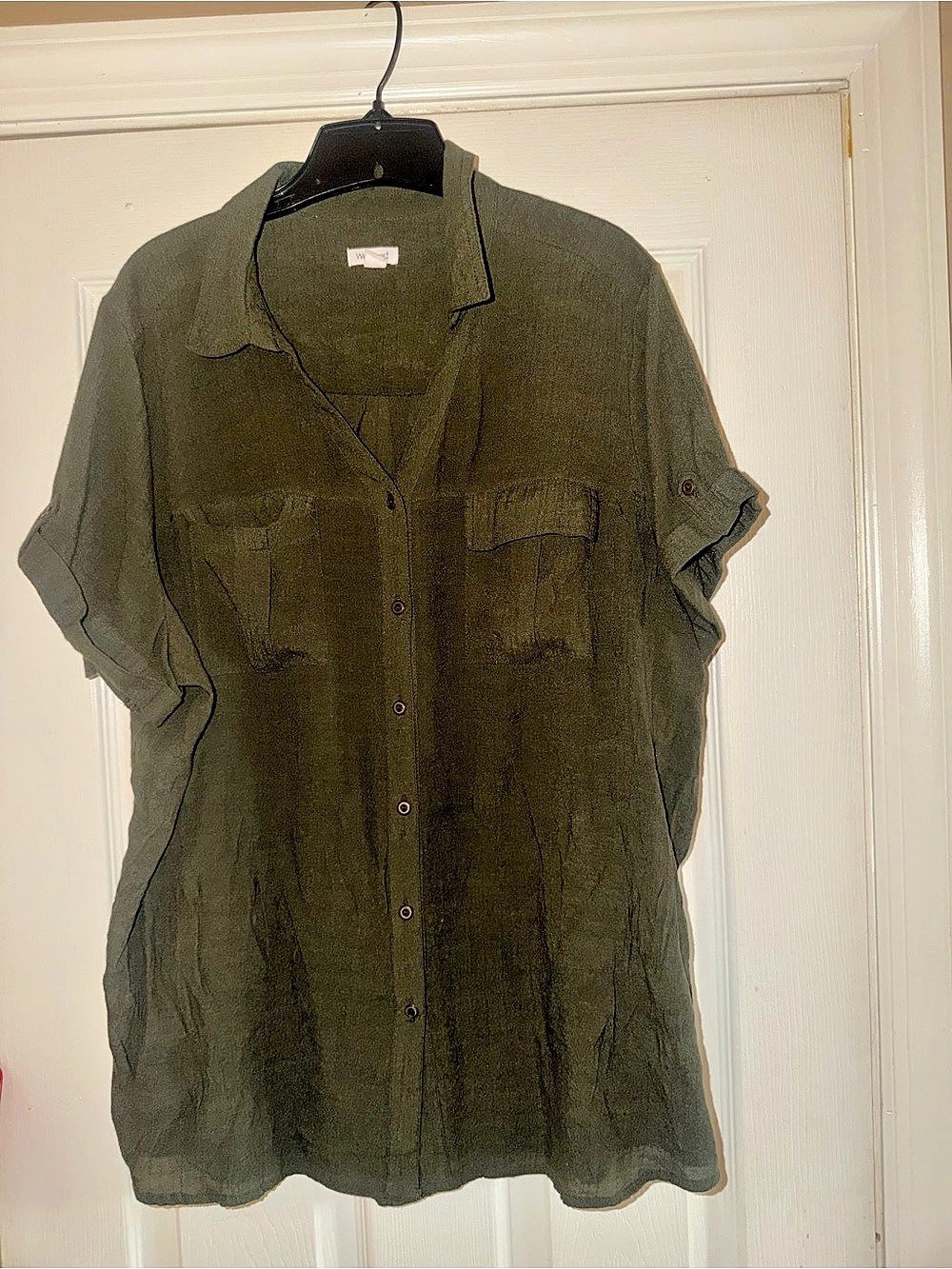 Westport Women's Rayon Button-Down Shirt in Green Size 3X